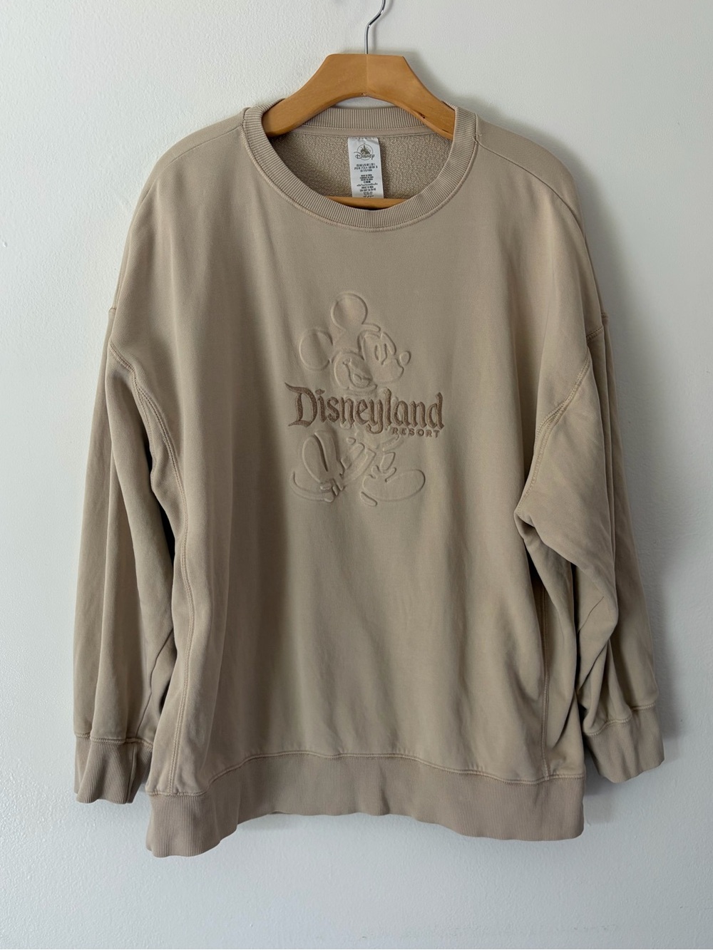 Disneyland Resort Mickey Mouse Tonal Embroidered Oversized Sweatshirt Beige